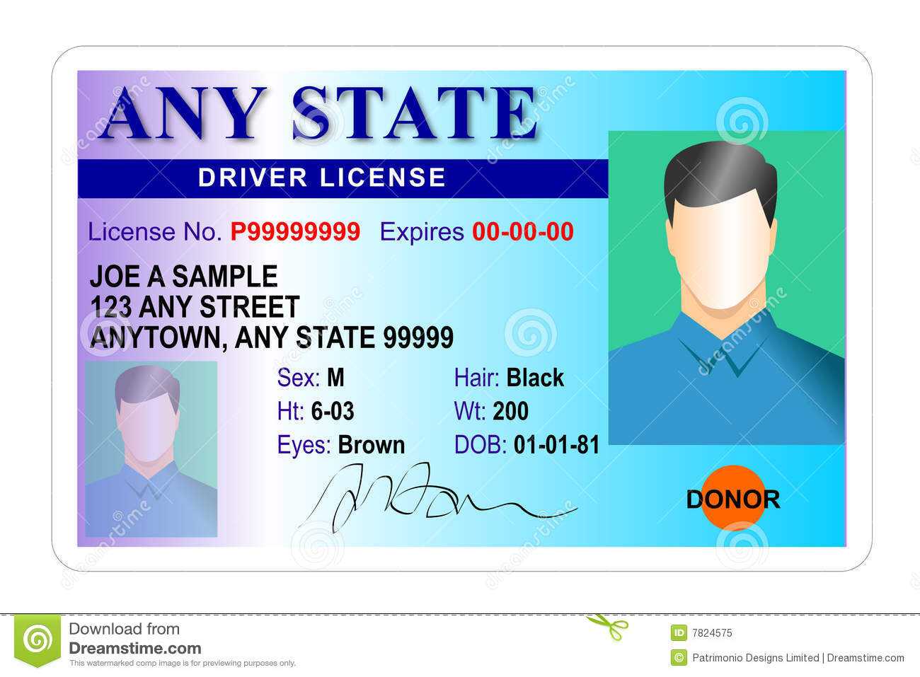 Driver License Identity Card Stock Illustration Throughout Florida Id Card Template