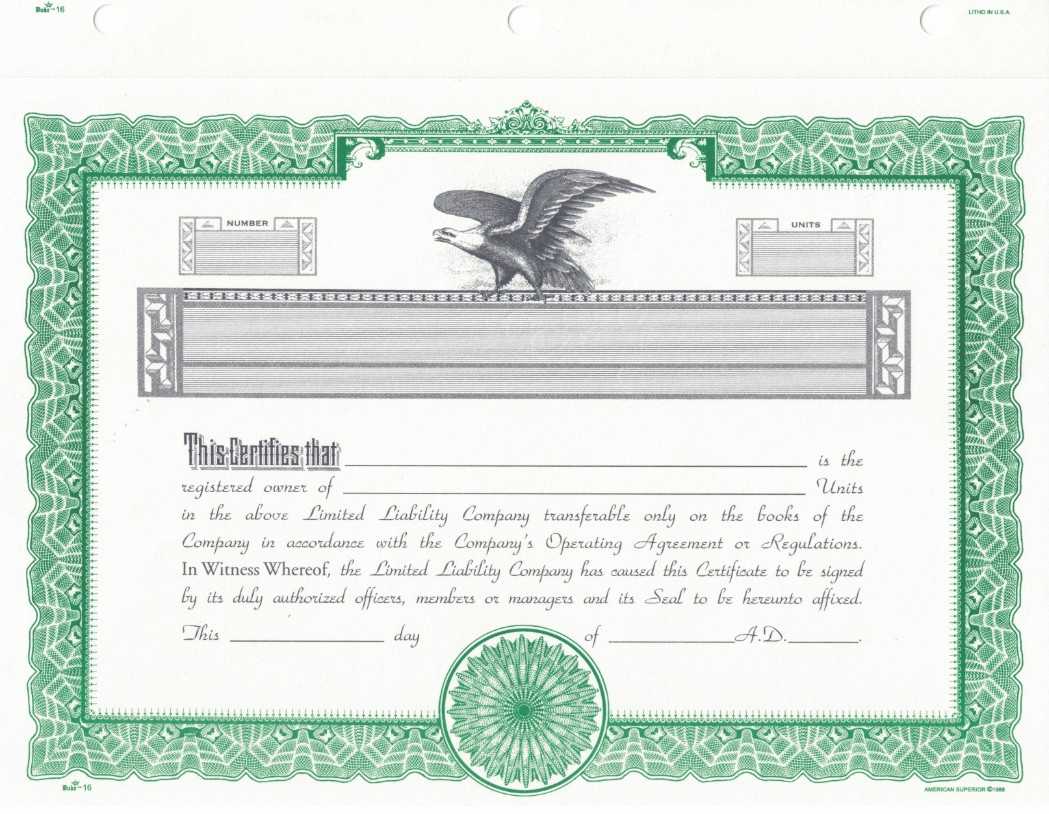 Duke 16 Limited Liability Company Certificates, Blank Regarding Llc Membership Certificate Template
