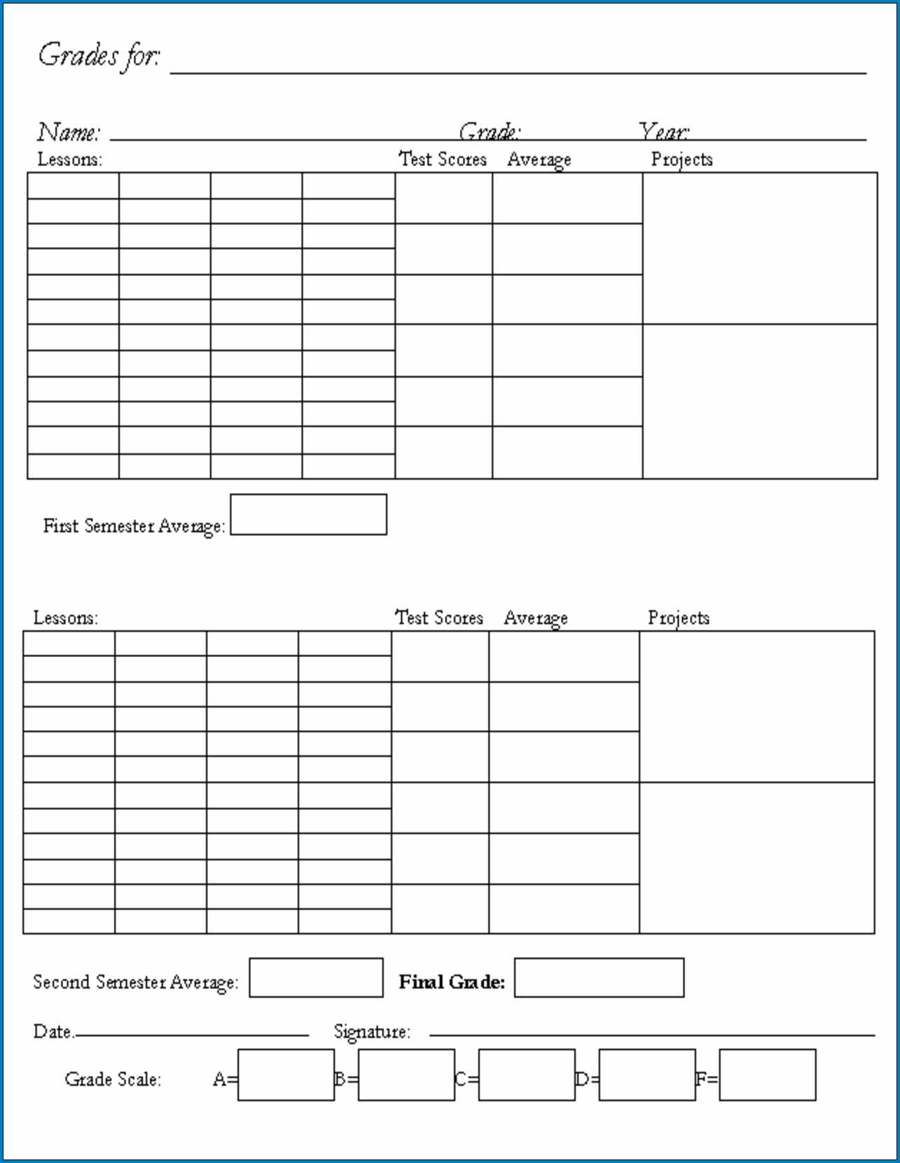 √ Free Printable Homeschool Report Card Template | Templateral In Blank Report Card Template