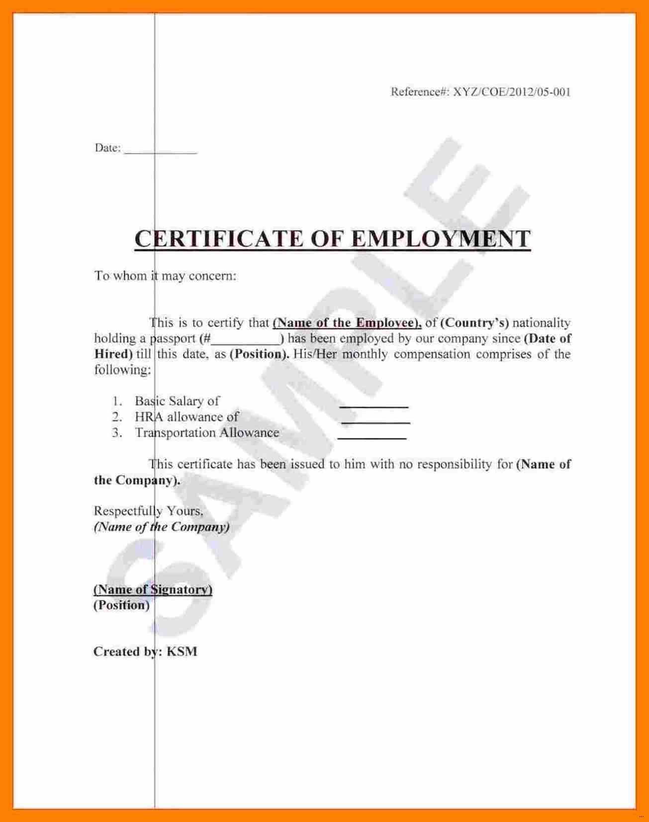 ❤️ Free Printable Certificate Of Employment Form Sample Intended For Small Certificate Template