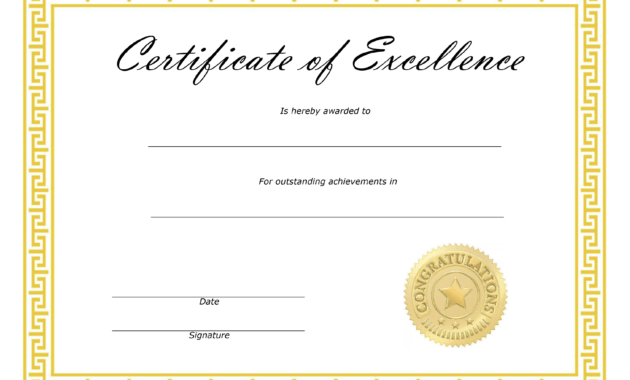 ❤️ Free Sample Certificate Of Excellence Templates❤️ regarding Certificate Of Excellence Template Free Download