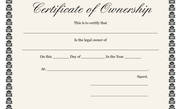❤️5+ Free Sample Of Certificate Of Ownership Form Template❤️ inside Certificate Of Ownership Template