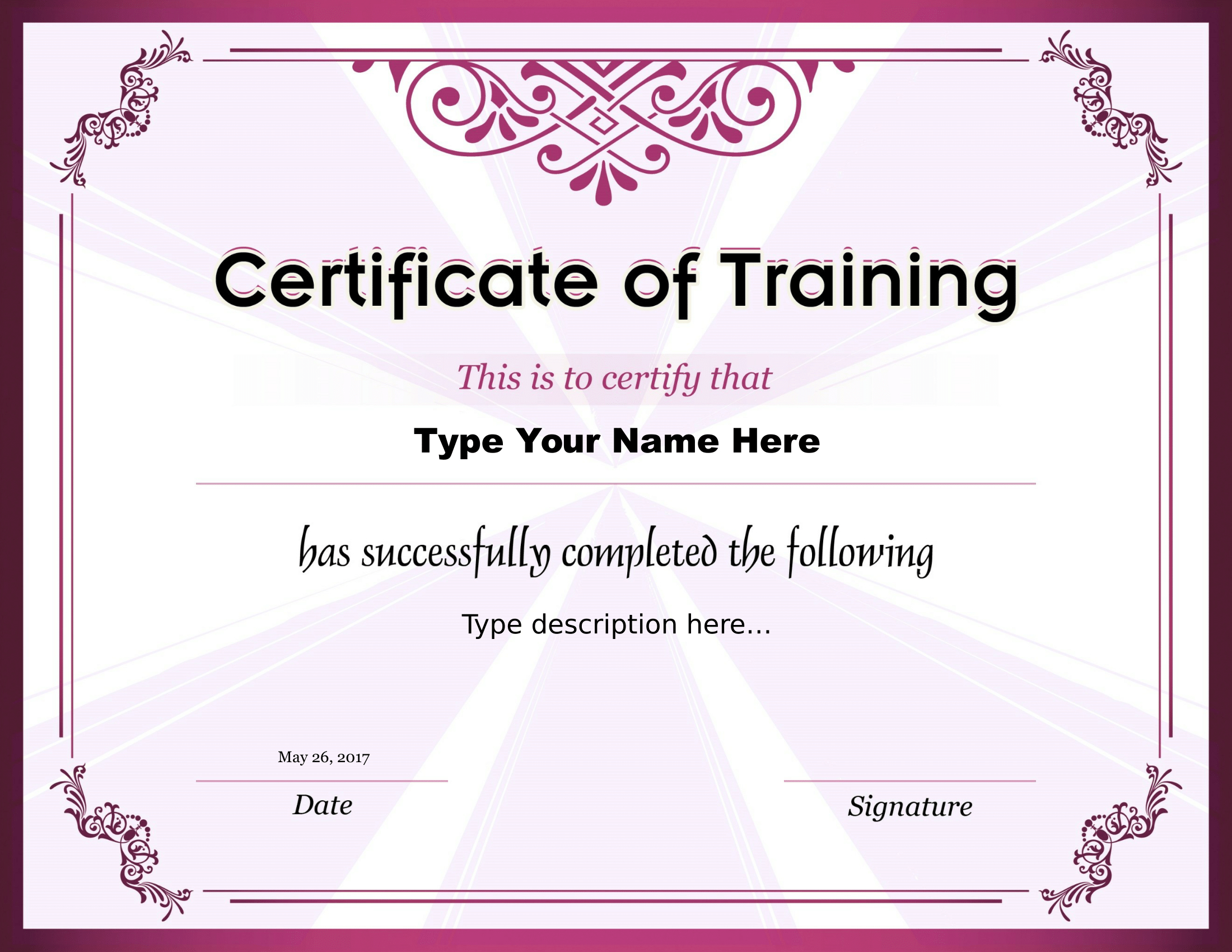 ❤️free Certificate Of Training Sample Template❤️ Throughout Template For Training Certificate