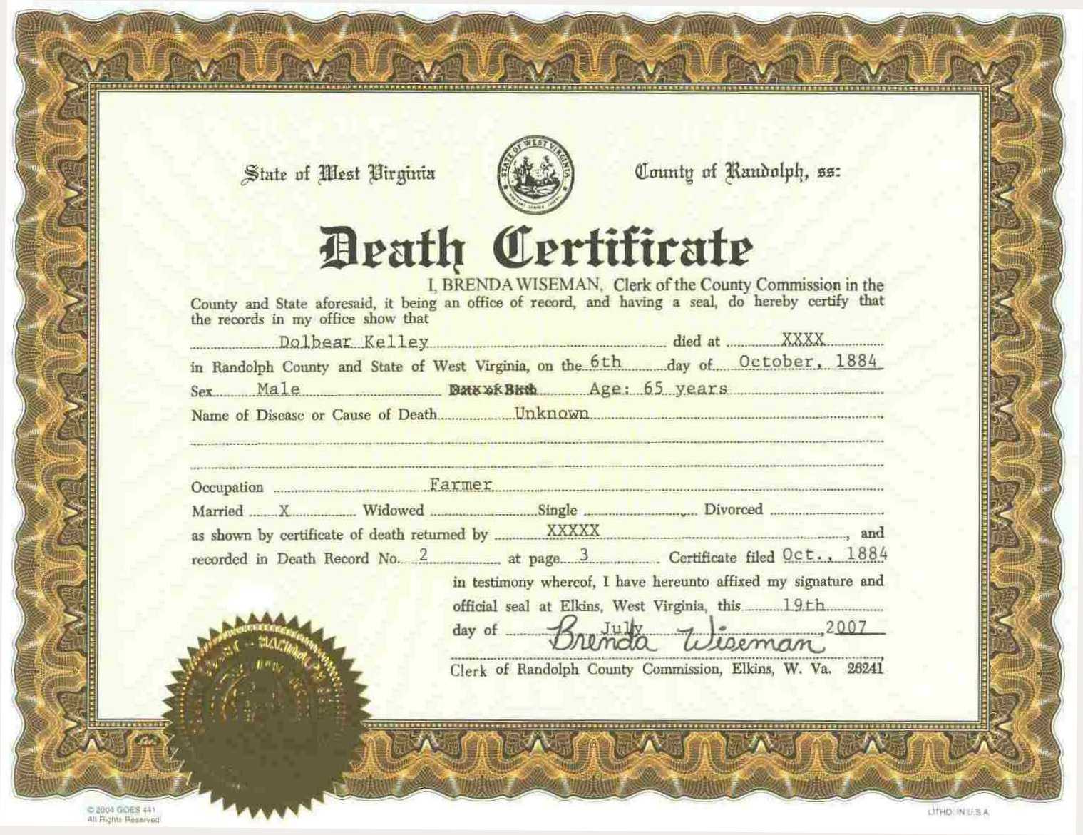 ❤️free Printable Certificate Of Death Sample Templates❤️ With Regard To Fake Death Certificate Template