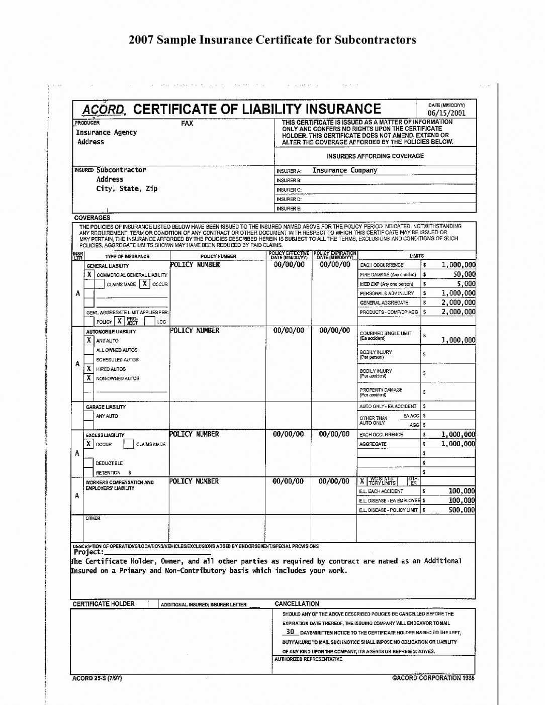 Editable Form Ificate Of Liability Insurance What Is In Certificate Of Liability Insurance Template