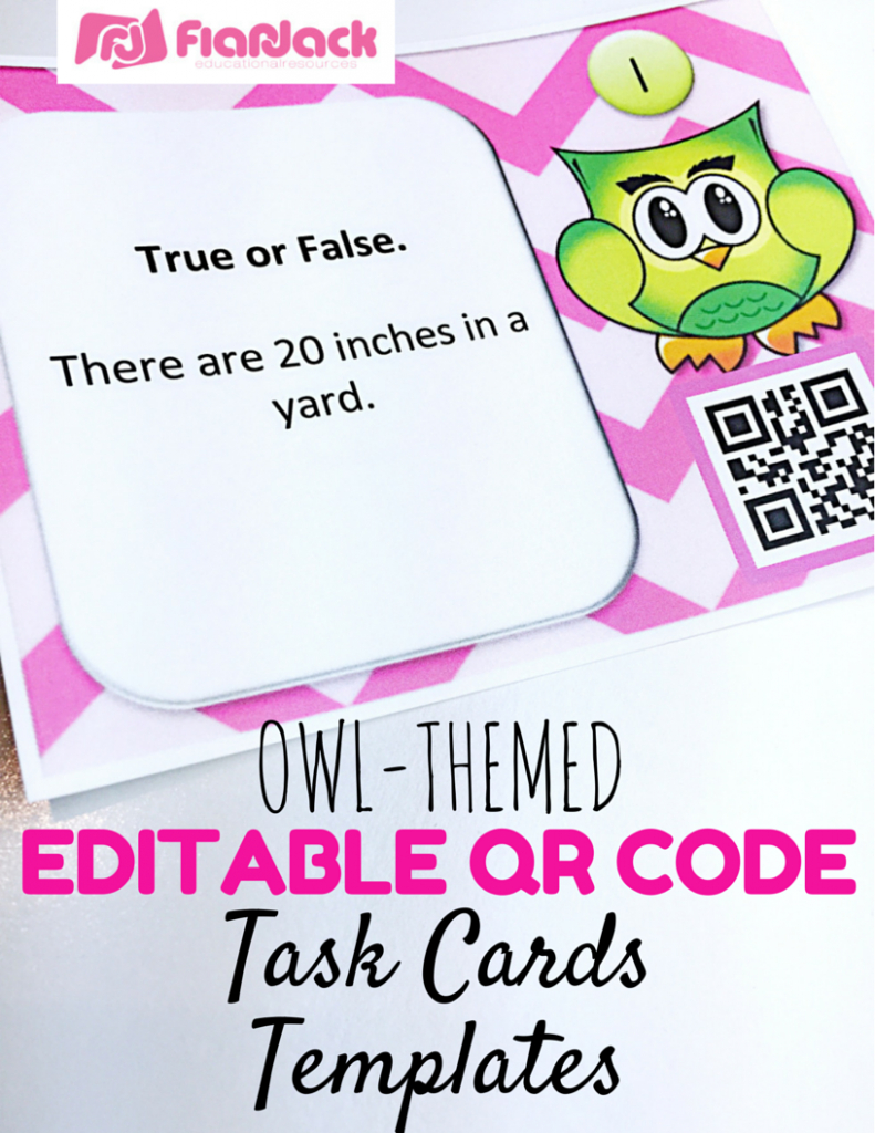 Editable Owl Qr Code Task Cards Template Freebie – Flapjack Pertaining To Task Cards Template