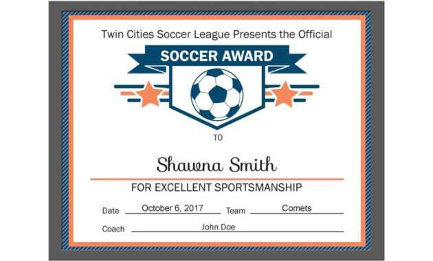 Editable Pdf Sports Team Soccer Certificate Award Template .. in Soccer Award Certificate Template