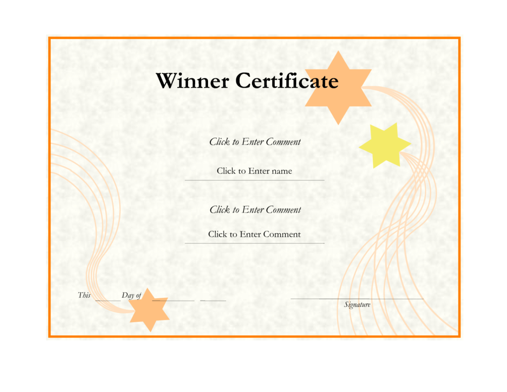 Effective Winner Certificate Template Designlizzy2008 Regarding Winner Certificate Template