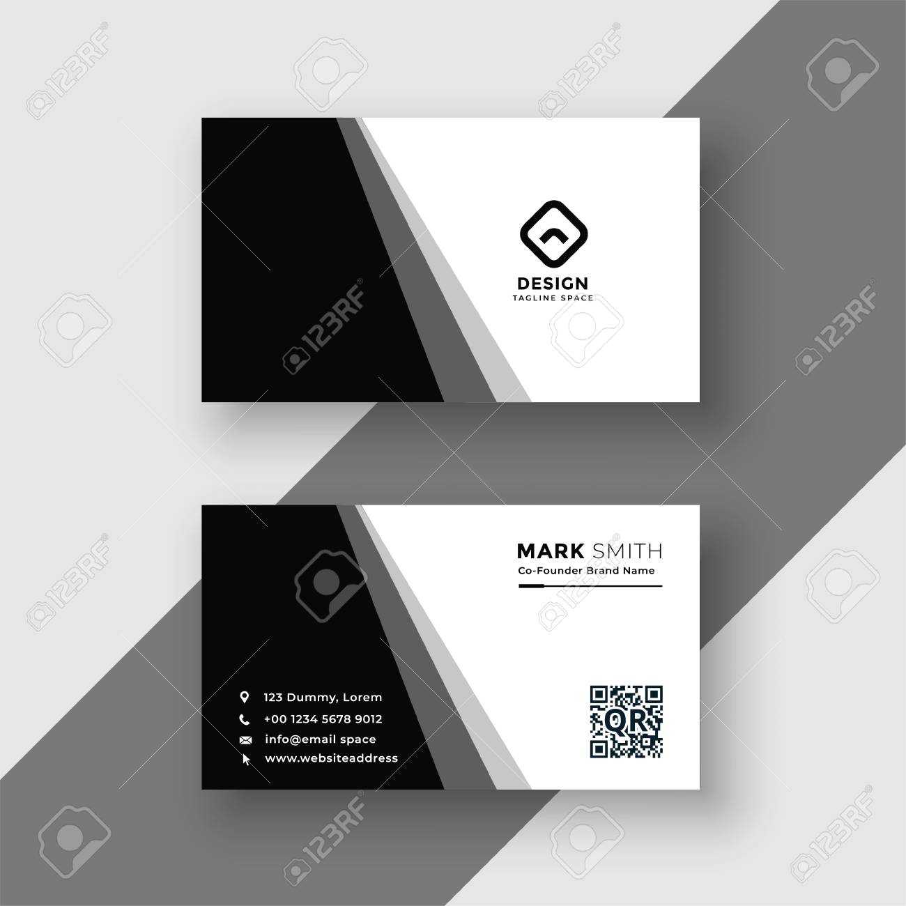 Elegant Black And White Business Card Template Throughout Black And White Business Cards Templates Free