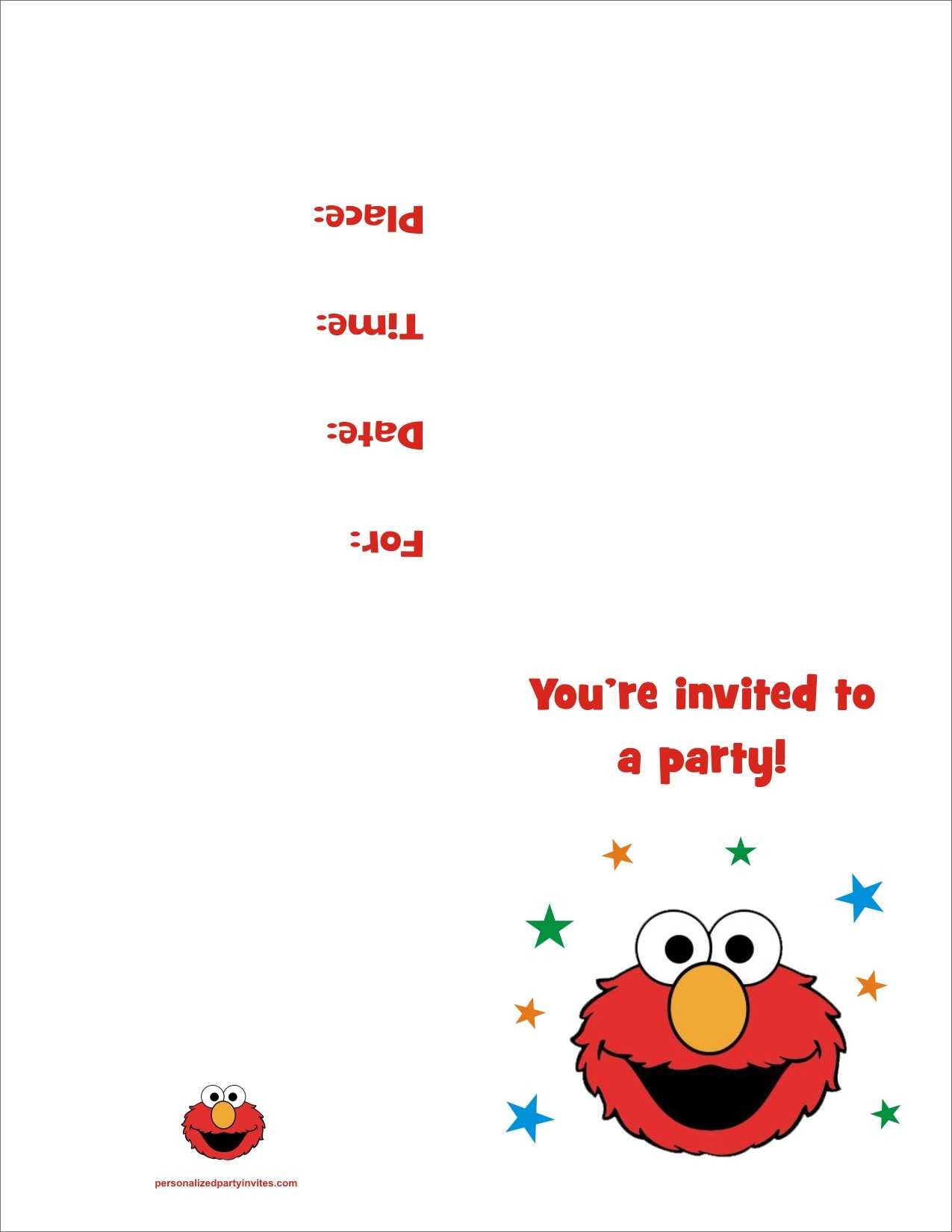 Elmo Free Printable Birthday Party Invitation Personalized In Elmo Birthday Card Template