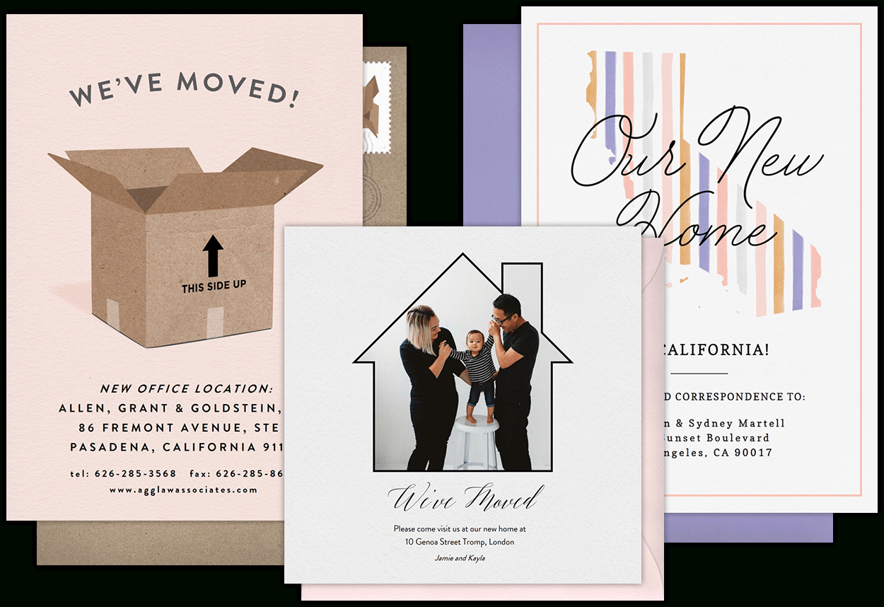 Email Online Moving Announcements That Wow! | Greenvelope In Moving House Cards Template Free