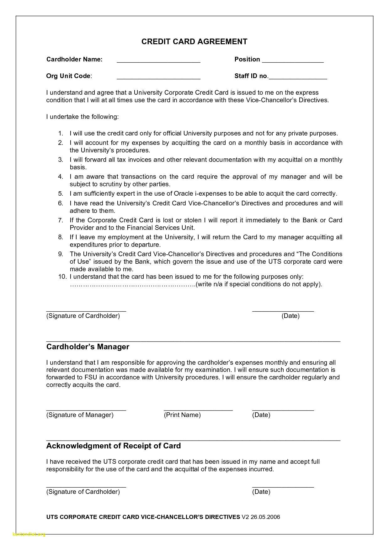 Employee Credit Card Agreement | Business Template Inside Corporate Credit Card Agreement Template
