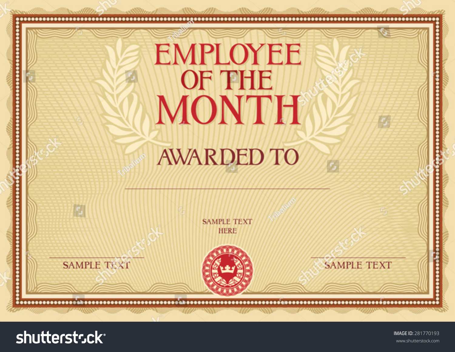 Employee Month Certificate Template Stock Vector (Royalty Intended For Employee Of The Month Certificate Template With Picture