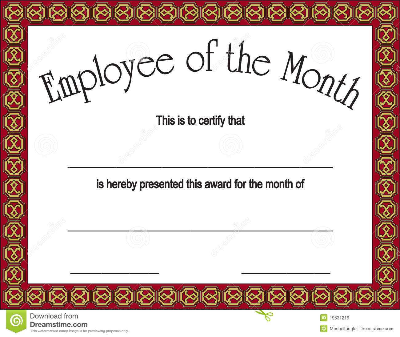 Employee Of The Month Award With Stock Vector – Illustration In Employee Of The Month Certificate Templates