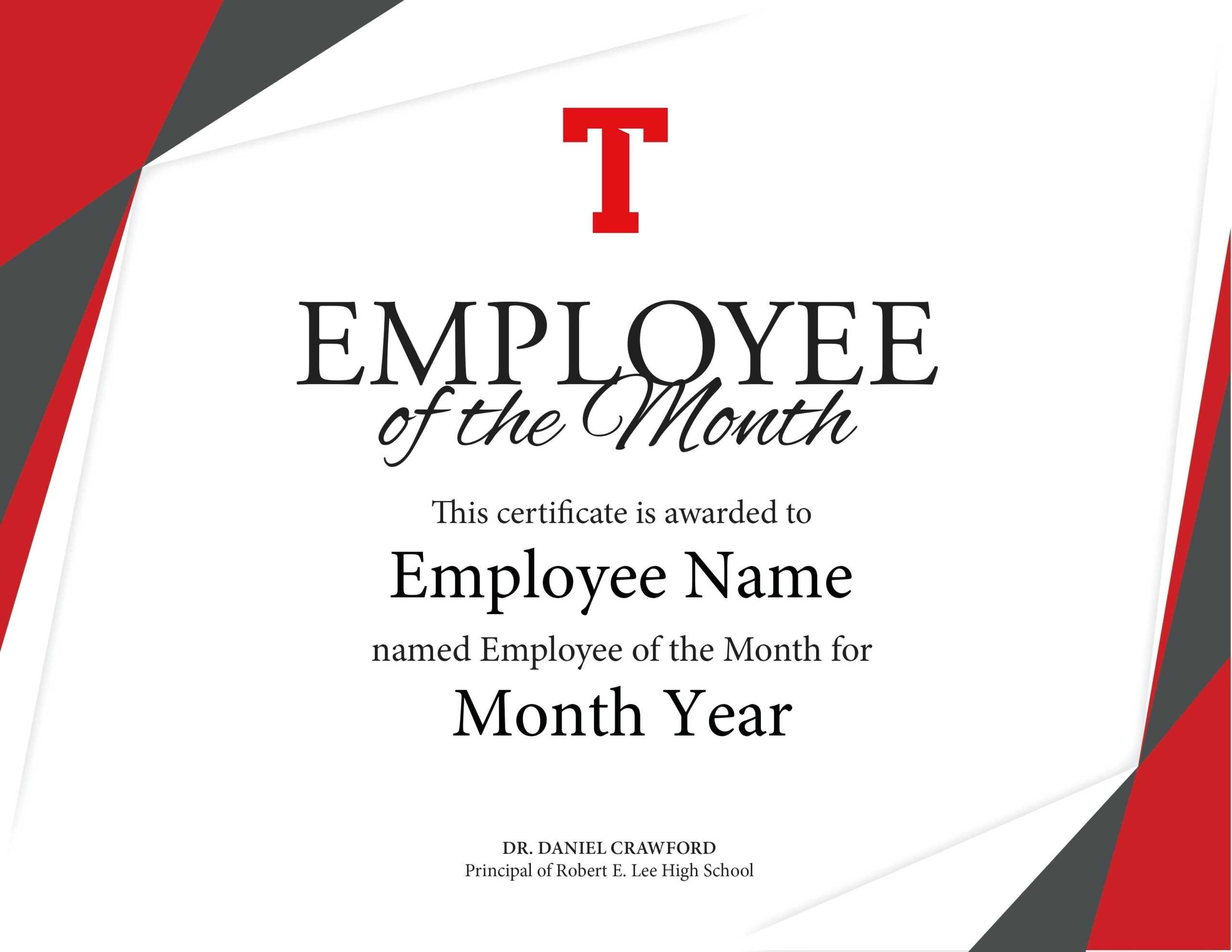 Employee Of The Month Certificate Free Well Designed With Employee Of The Month Certificate Template