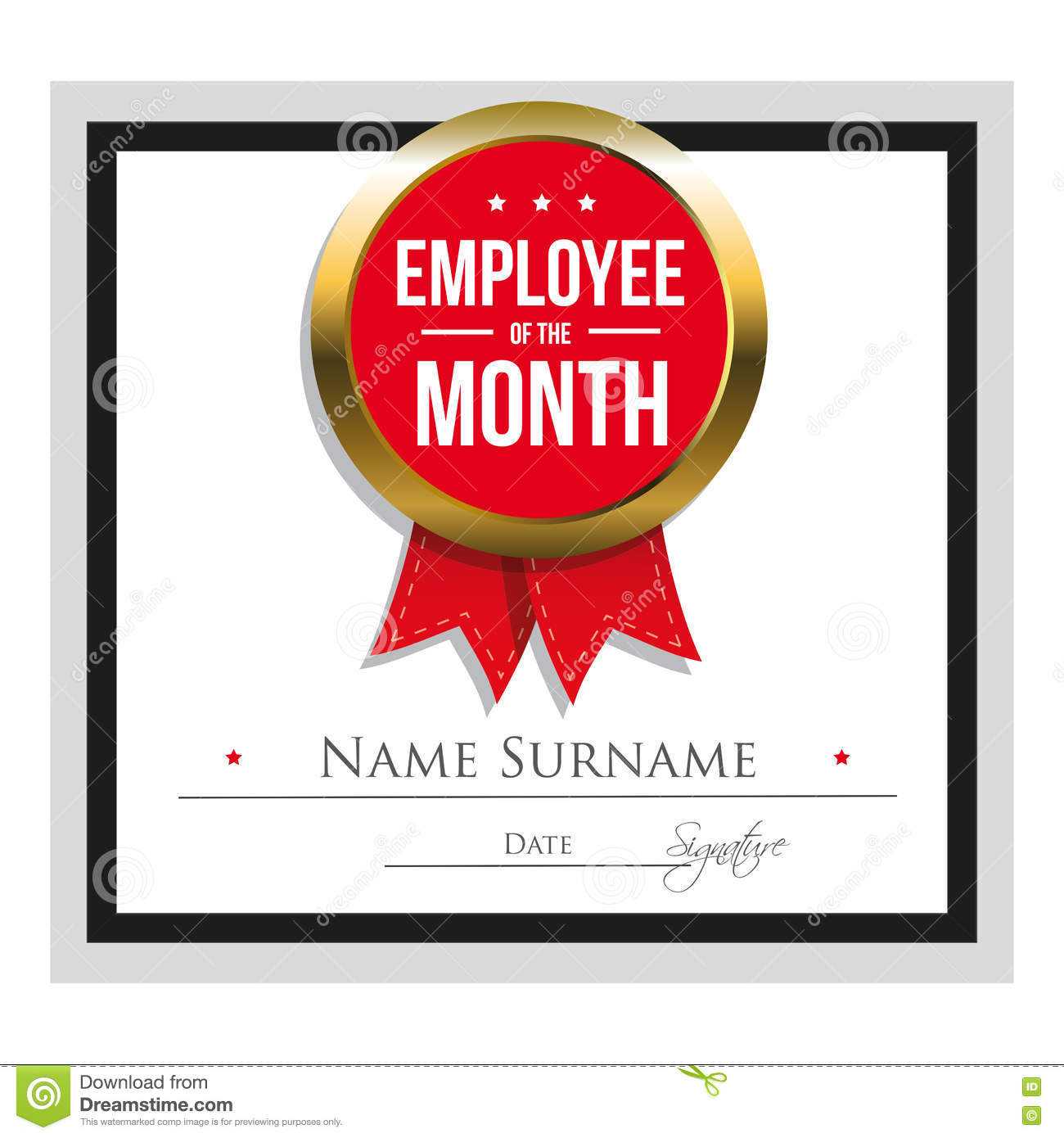 Employee Of The Month Certificate Template Stock Vector Pertaining To Star Performer Certificate Templates