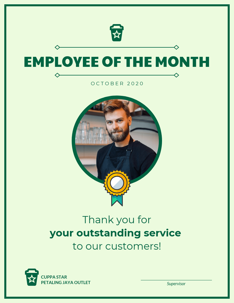 Employee Of The Month Certificate Template With Employee Of The Month Certificate Template With Picture