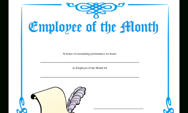 Employee Of The Month Certificate | Templates At for Employee Of The Month Certificate Template With Picture