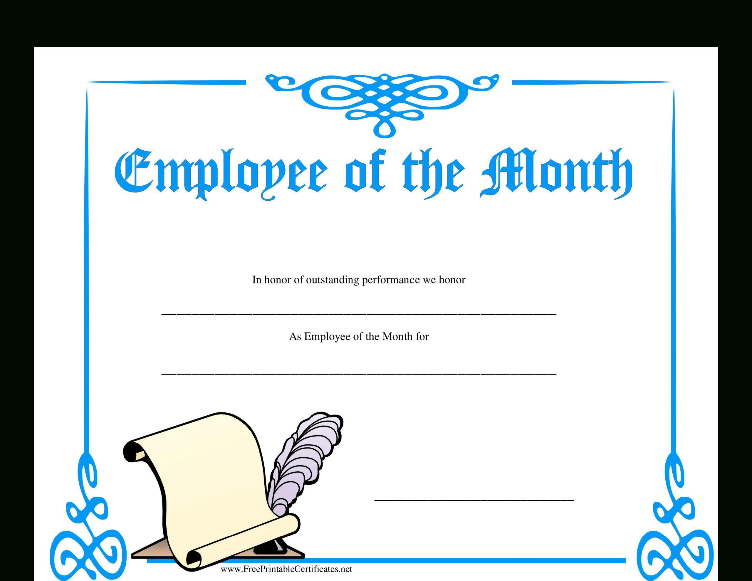 Employee Of The Month Certificate Template Blank