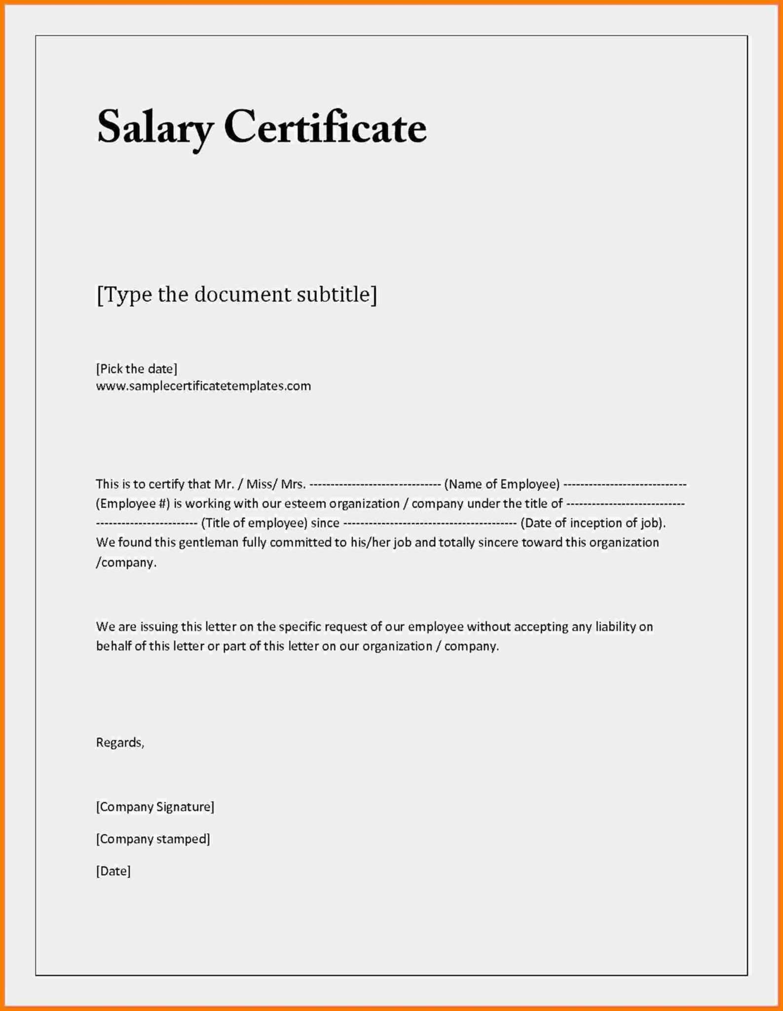 Employment Certificate With Compensation – Tunu.redmini.co with Sample ...