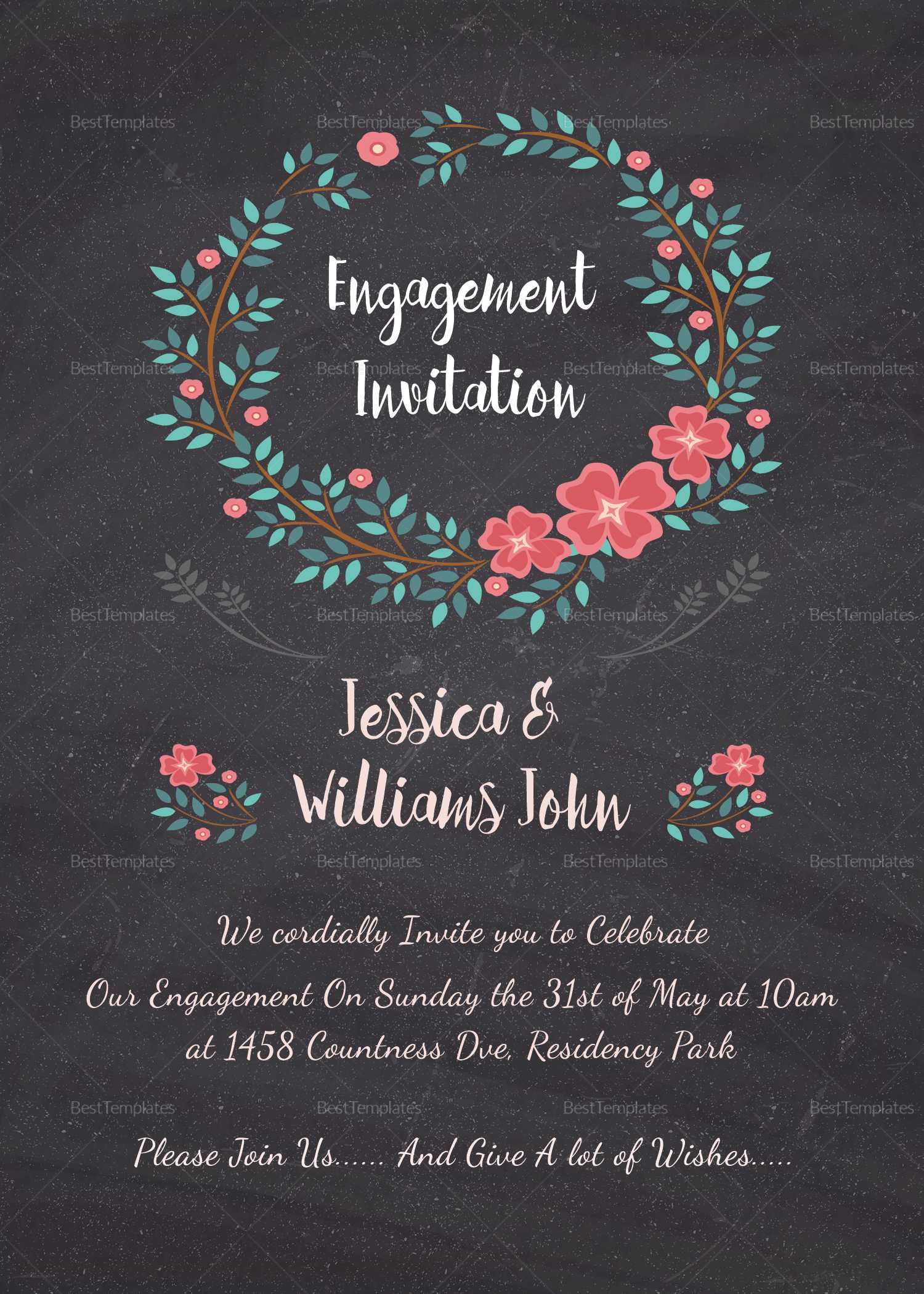 Engagement Invitation Card Template For Engagement Invitation Card Template