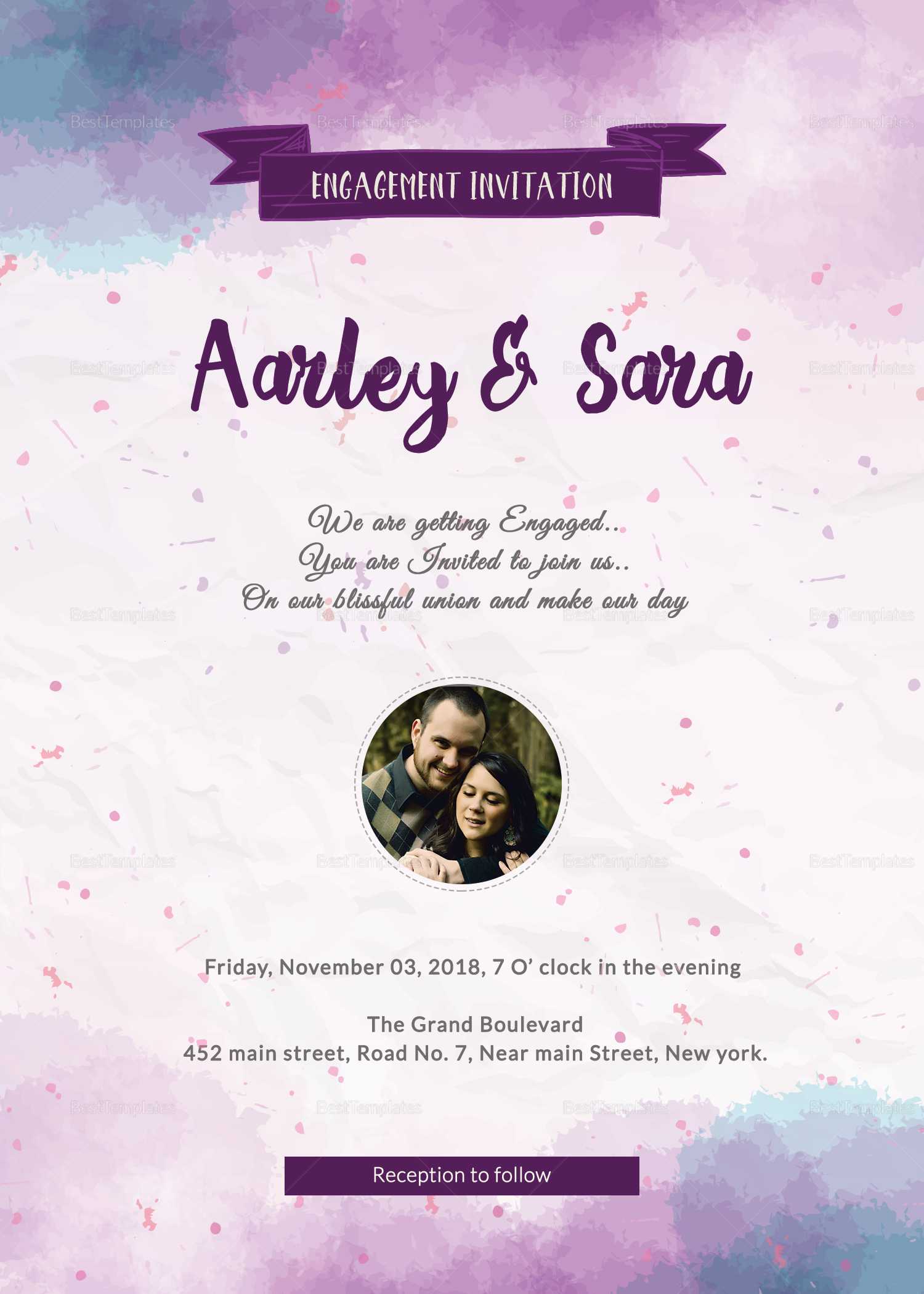 Engagement Party Invitation Card Template For Engagement Invitation Card Template