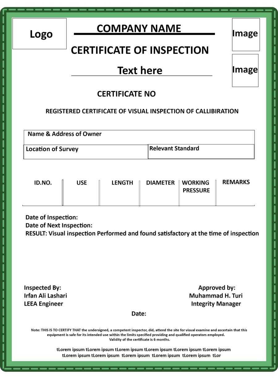 Entry #2Faisalshaikh2 For Design A Certificate For In Certificate Of Inspection Template