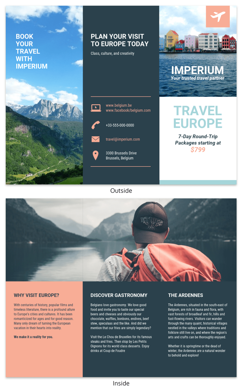 Europe Tourism Travel Tri Fold Brochure Template With Regard To Travel Brochure Template For Students