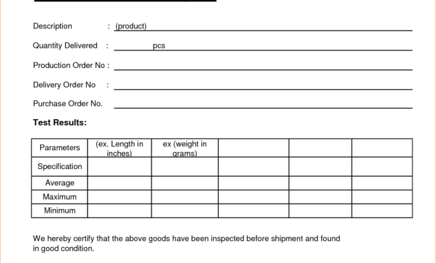 🥰4+ Free Sample Certificate Of Analysis (Coa) Templates🥰 in Certificate Of Analysis Template