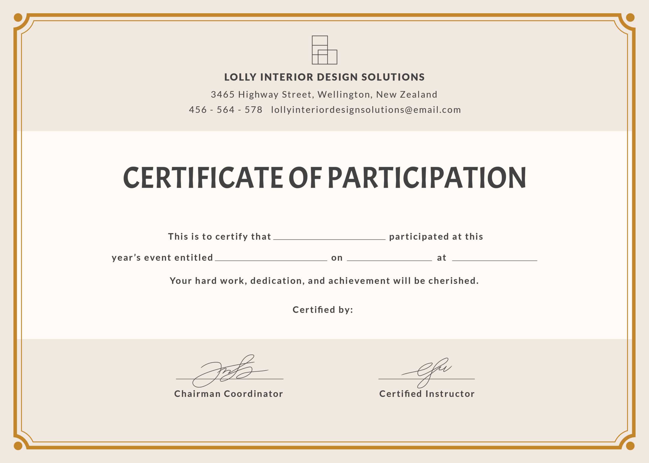 Certification Of Participation Free Template