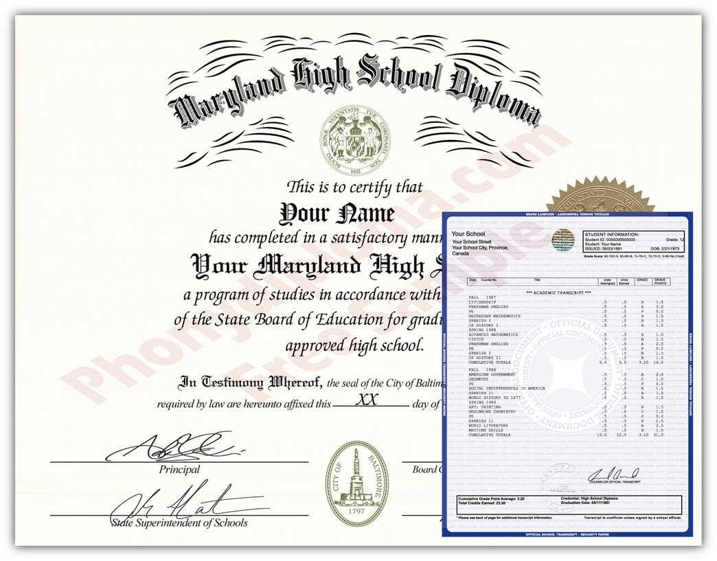 Fake Diplomas And Transcripts From Maryland – Phonydiploma Within Ged Certificate Template