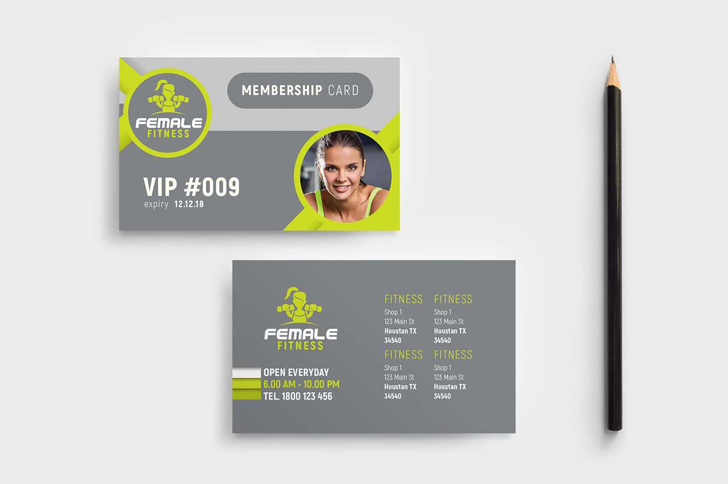 Female Fitness Membership Card Template In Psd, Ai Inside Gym Membership Card Template