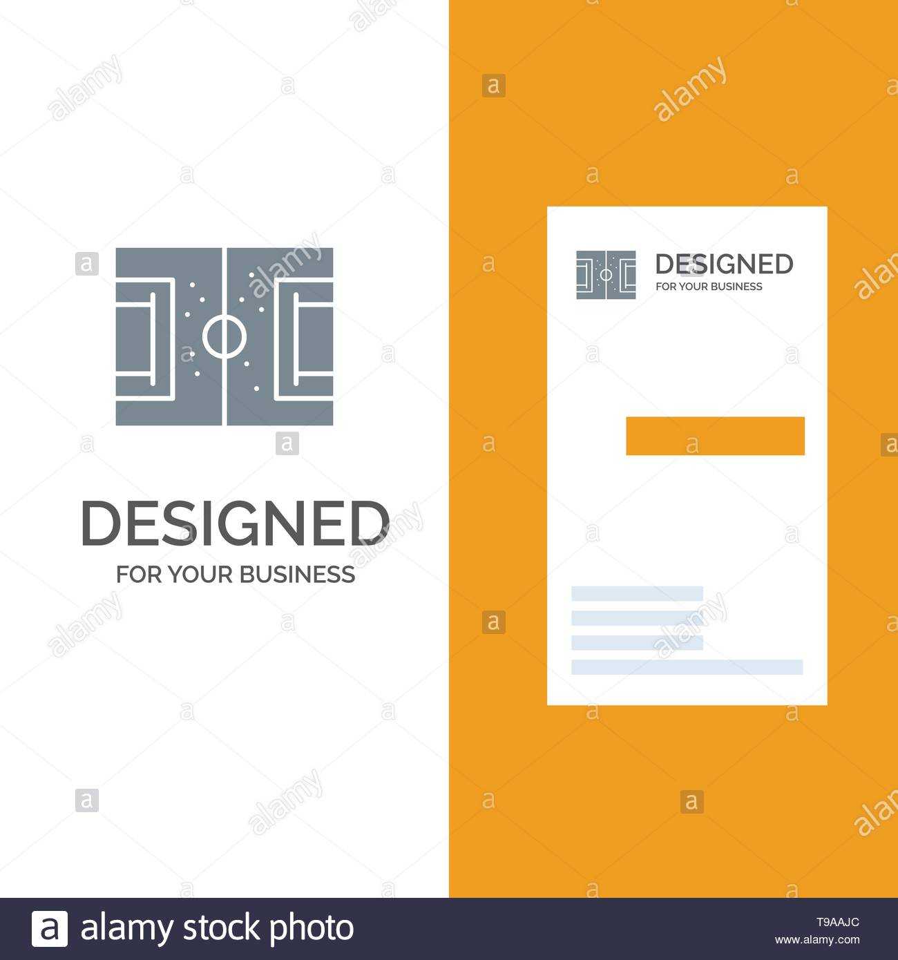 Field, Football, Game, Pitch, Soccer Grey Logo Design And With Soccer Referee Game Card Template