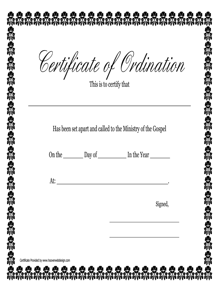 Fillable Online Printable Certificate Of Ordination Inside Ordination Certificate Template