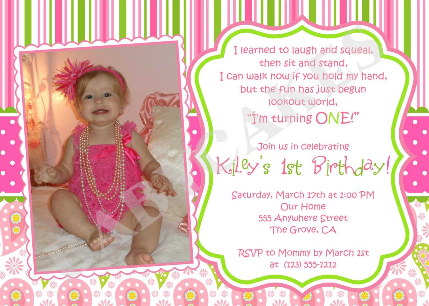 First Birthday Invitation Wording Ideas – Bagvania Inside First Birthday Invitation Card Template