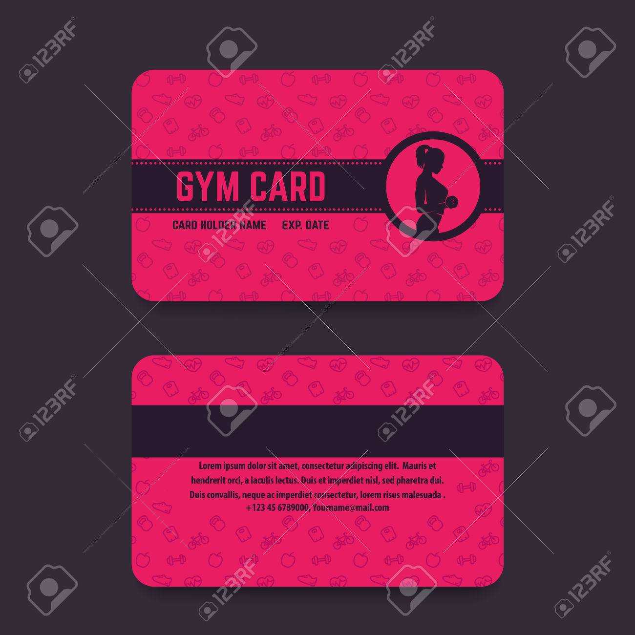Fitness Club, Gym Card Template, Vector Illustration Intended For Gym Membership Card Template