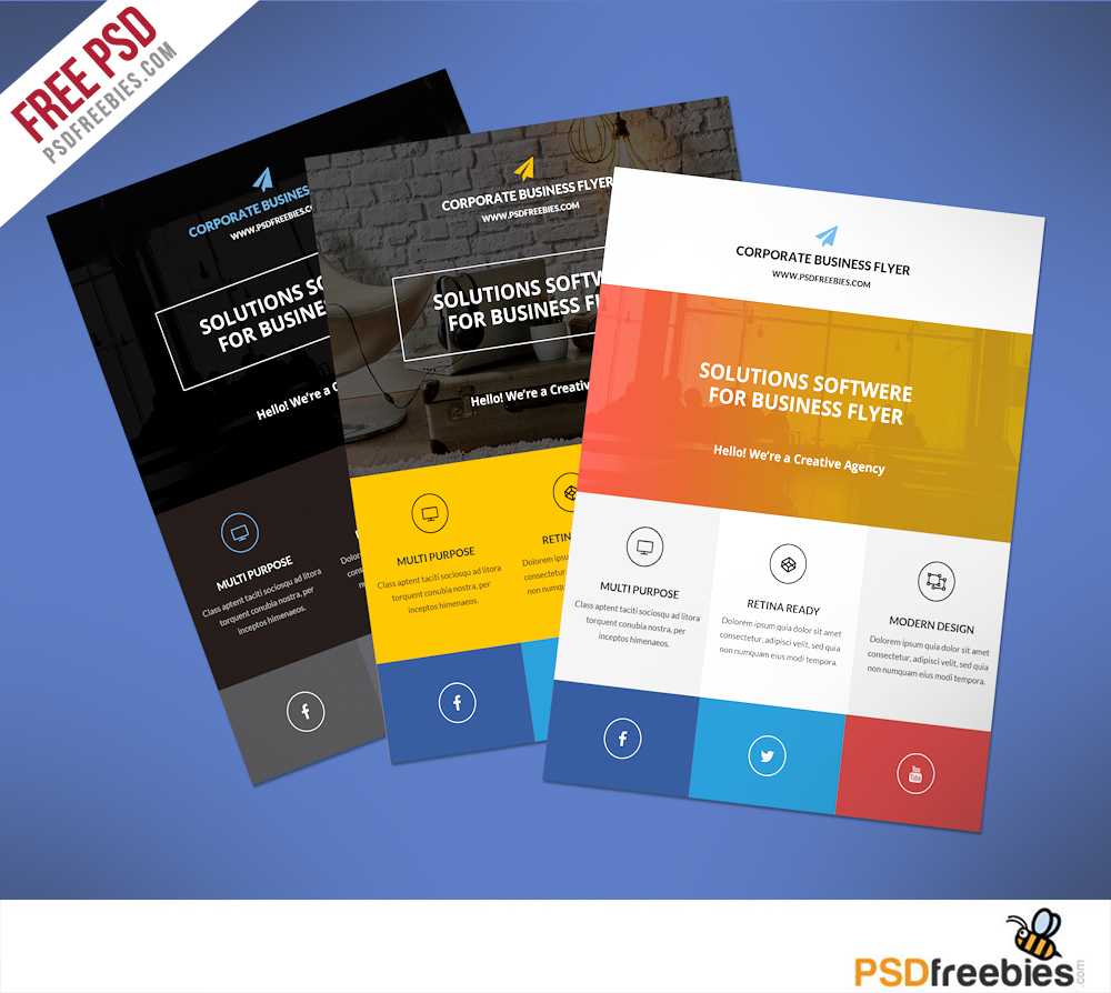 Flat Clean Corporate Business Flyer Free Psd | Psdfreebies Intended For Product Brochure Template Free