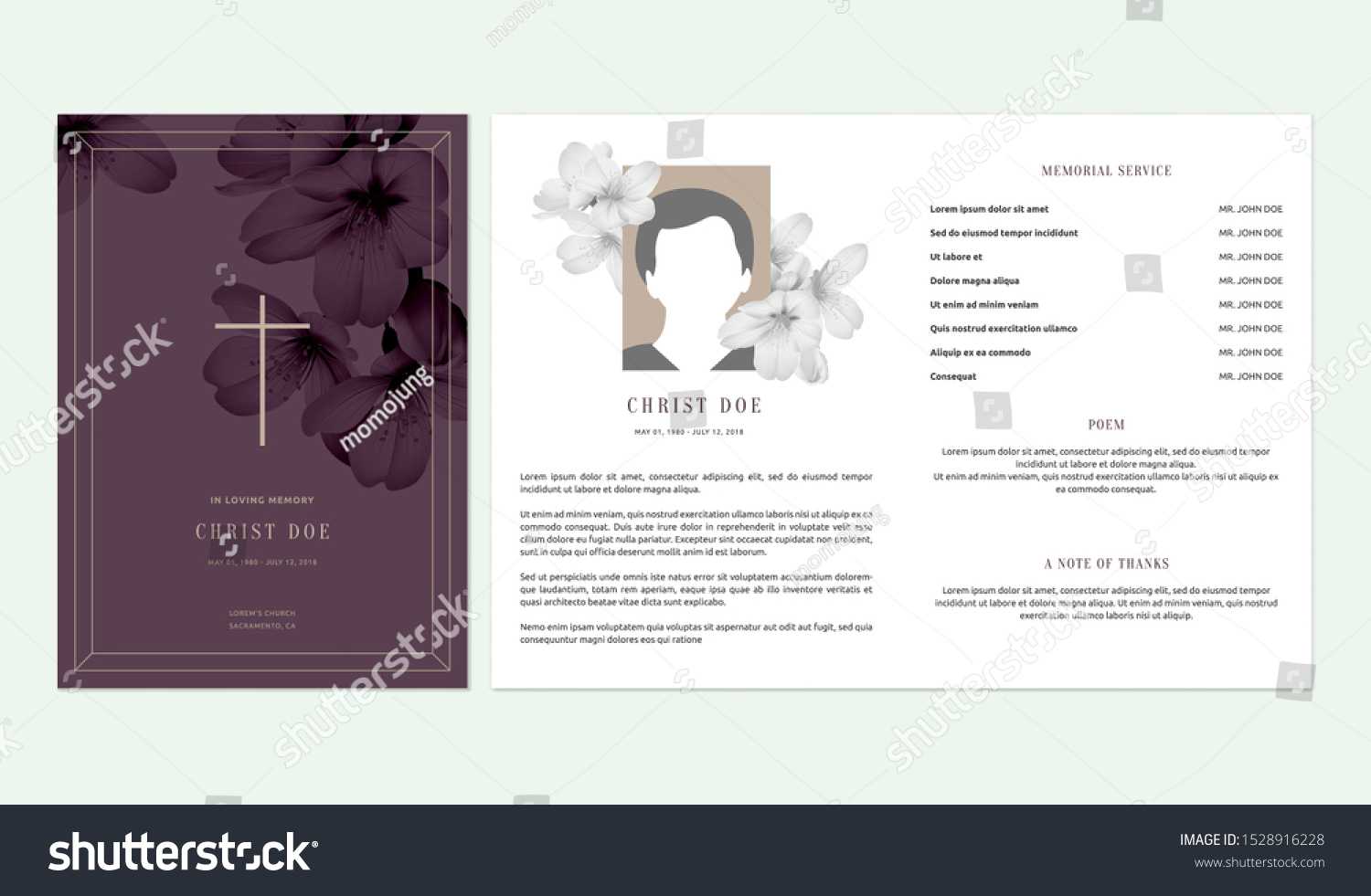 Floral Memorial Funeral Invitation Card Template Stock With Funeral Invitation Card Template