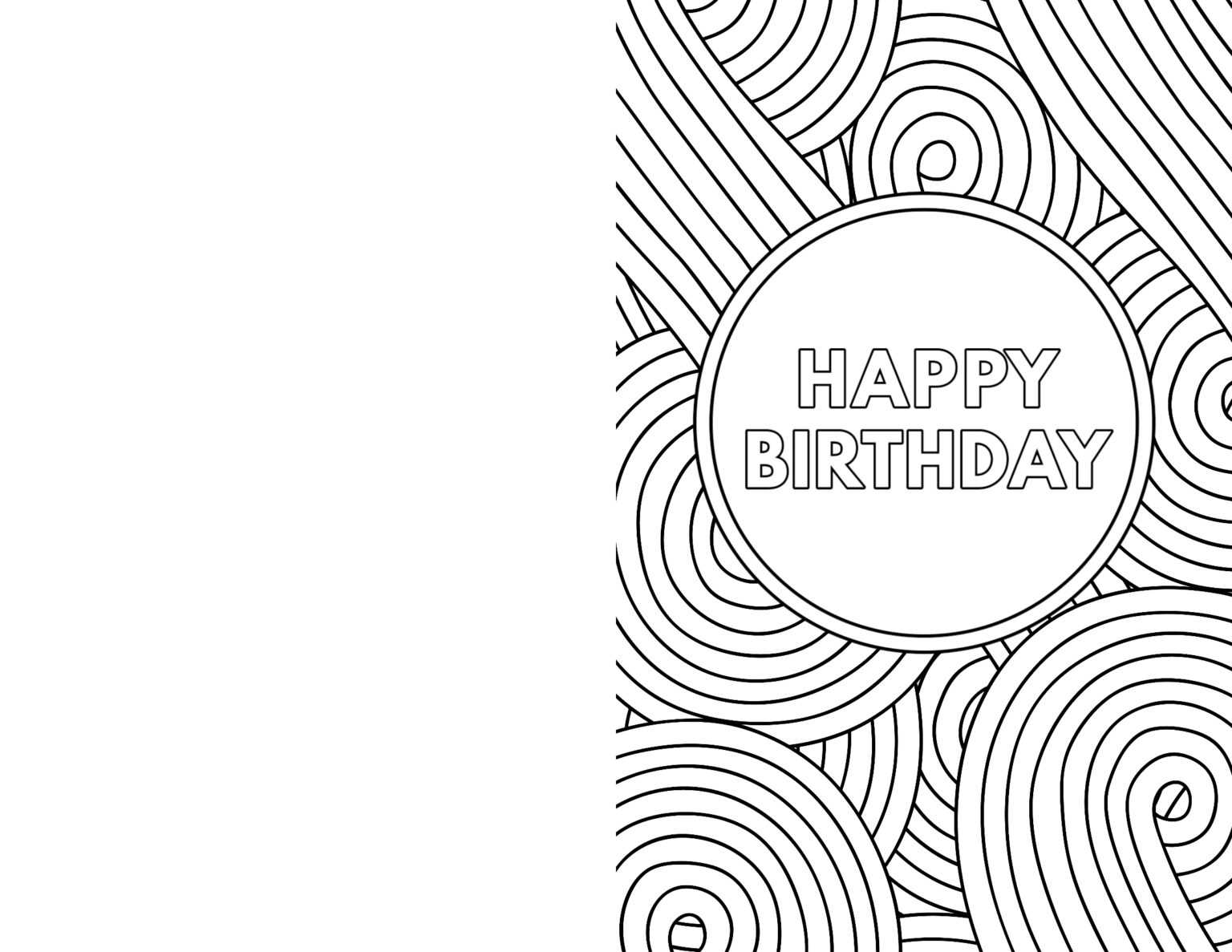 Printable Foldable Happy Birthday Coloring Card