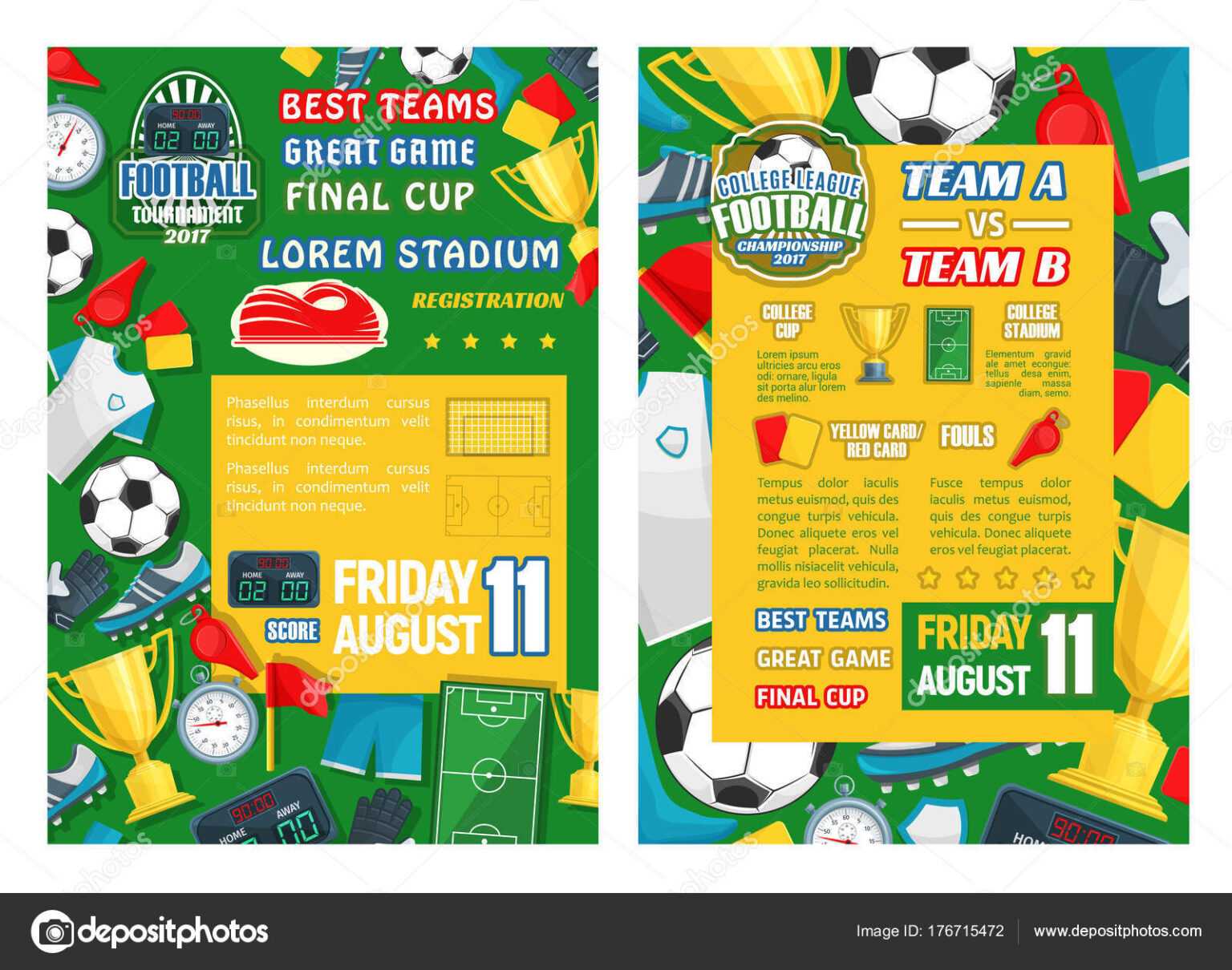 Football Or Soccer Sport Tournament Match Banner Stock Within Football Referee Game Card 
