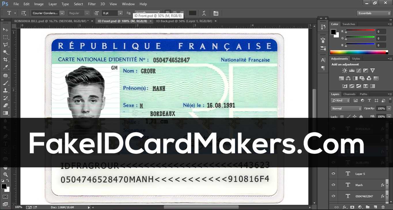 France Id Card Template Psd Fake Driver License With French Id Card 