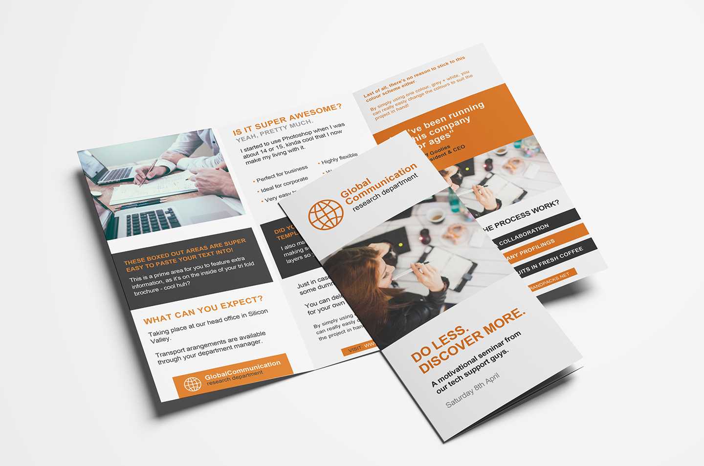 Free 3 Fold Brochure Template For Photoshop & Illustrator With One Sided Brochure Template