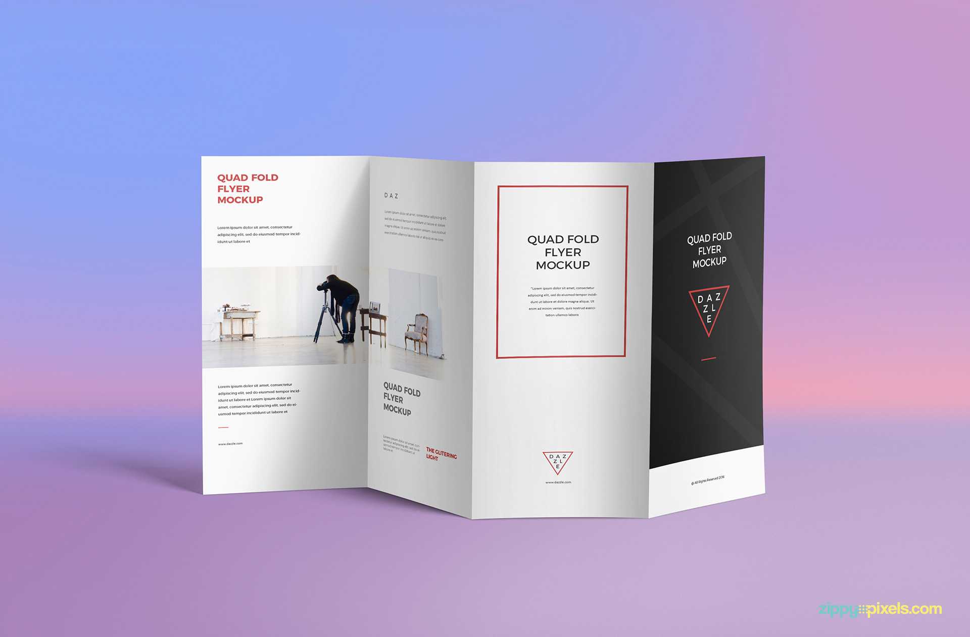 Free 4 Fold Brochure Mockup | Zippypixels For 6 Panel Brochure Template