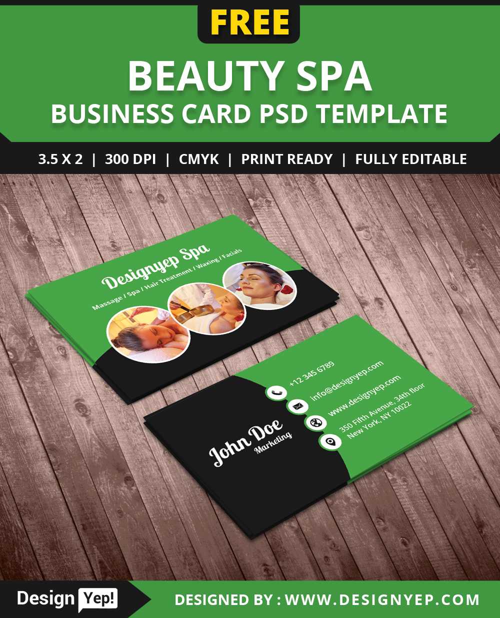 Free Beauty Spa Business Card Psd Template – Designyep Inside Massage Therapy Business Card Templates