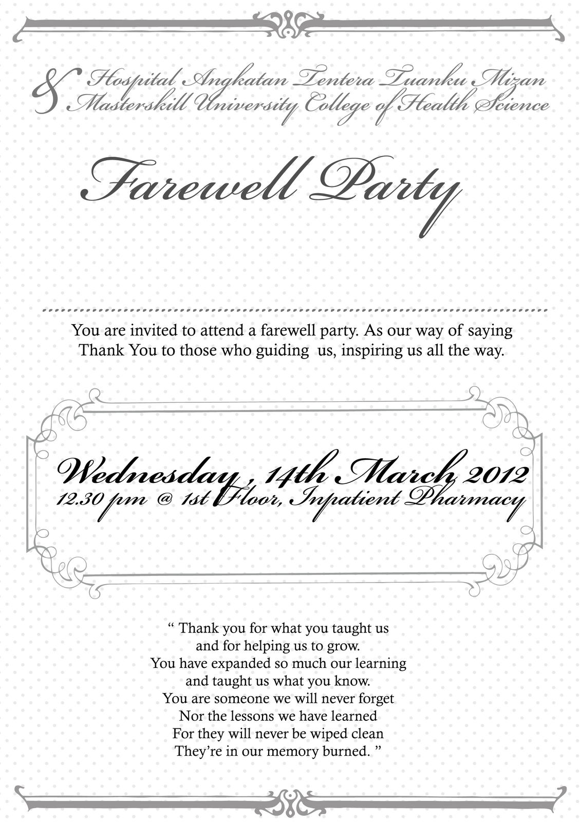 Free Farewell Invitation Templates Invitation Card Content With Farewell Invitation Card Template