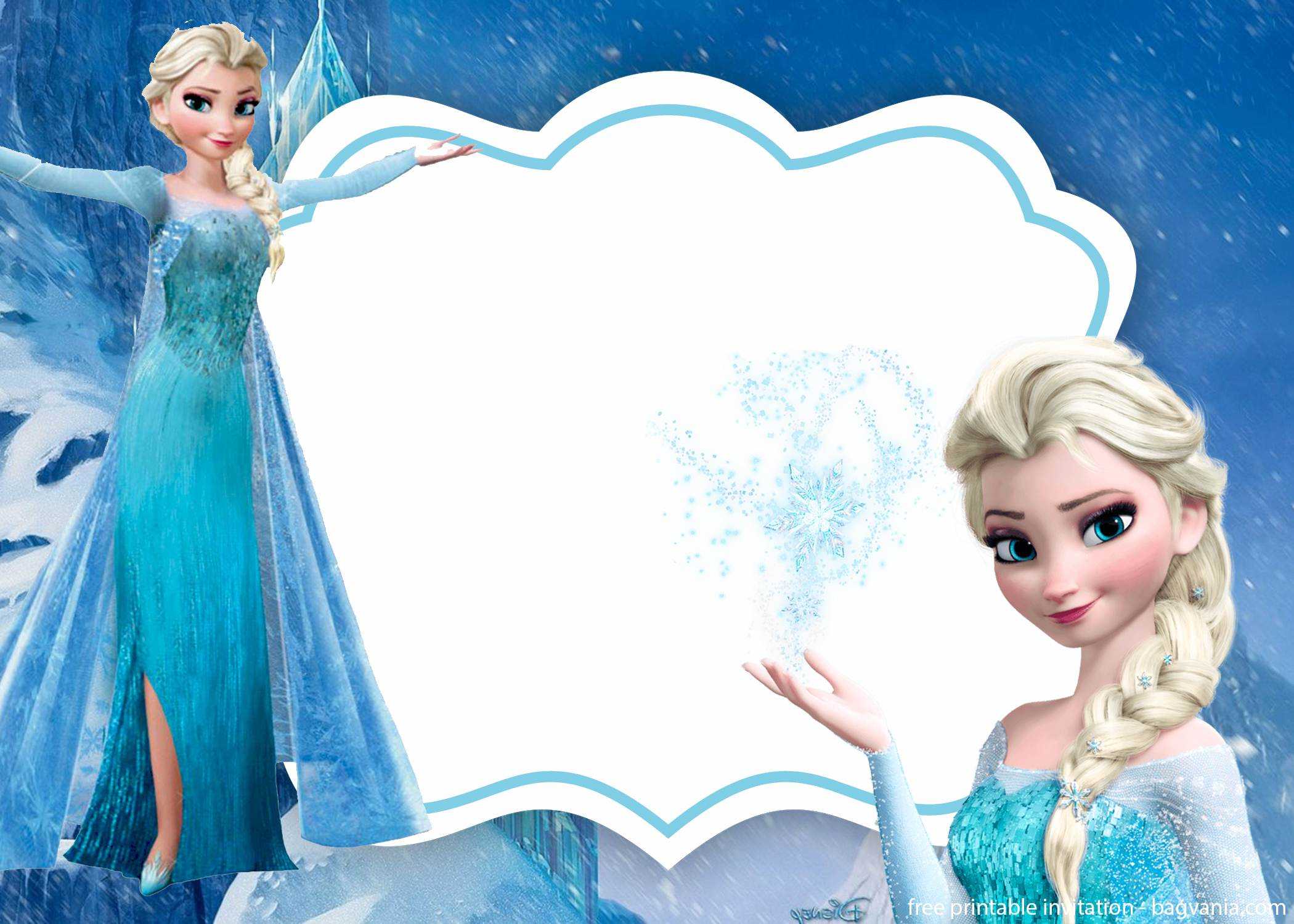 Free Frozen Invitation Template – Printable – Bagvania Within Frozen Birthday Card Template