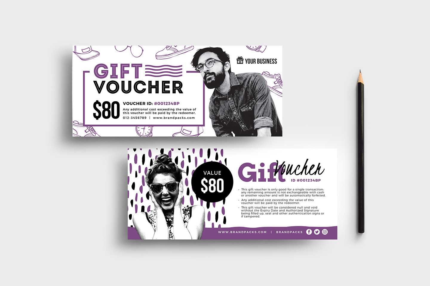Free Gift Voucher Templates (Psd & Ai) – Brandpacks Regarding Gift Card Template Illustrator