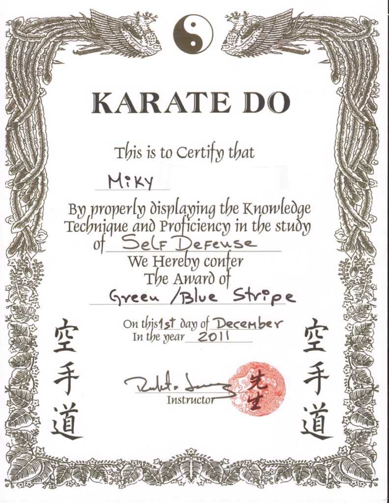 Free Karate Certificate Template | Certificatetemplatefree For Free Art Certificate Templates