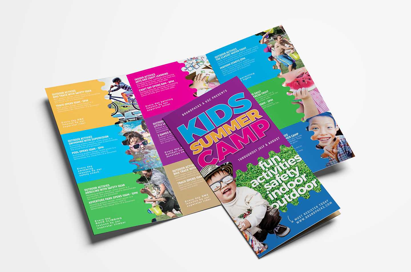 Free Kid's Camp Flyer & Brochure Template In Psd, Ai Within Summer Camp Brochure Template Free Download