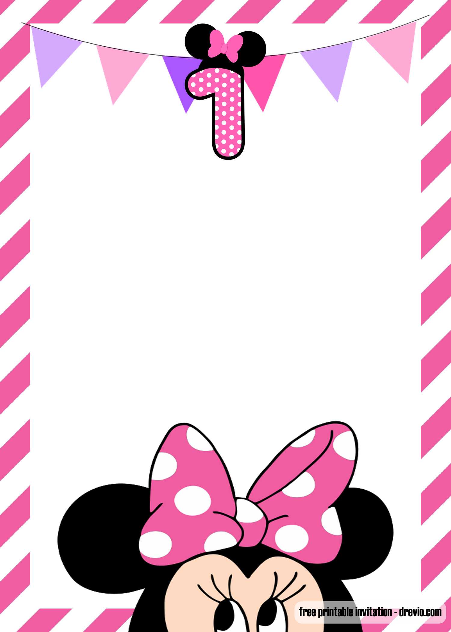 Free Minnie Mouse 1St Birthday Invitation Templates – Bagvania Pertaining To Minnie Mouse Card Templates